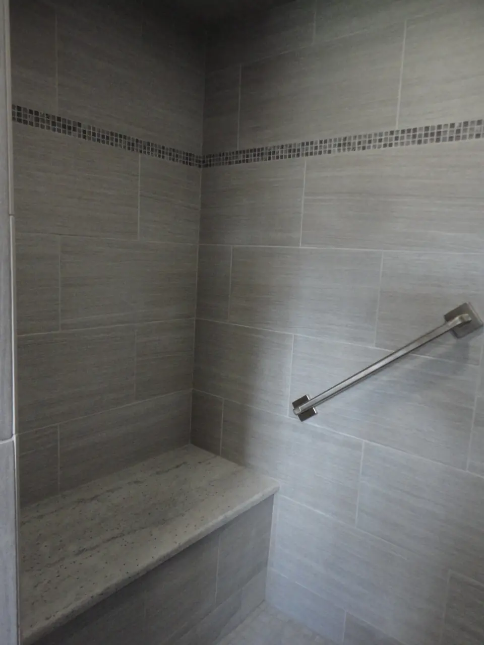 Tiled bench & grab bar