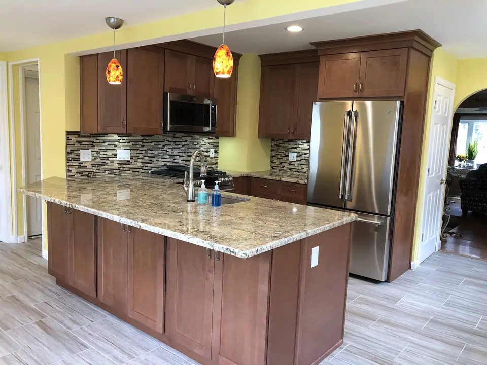 Cherry kitchen with a granite island