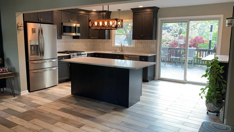 Open-concept kitchen in Wayne — 